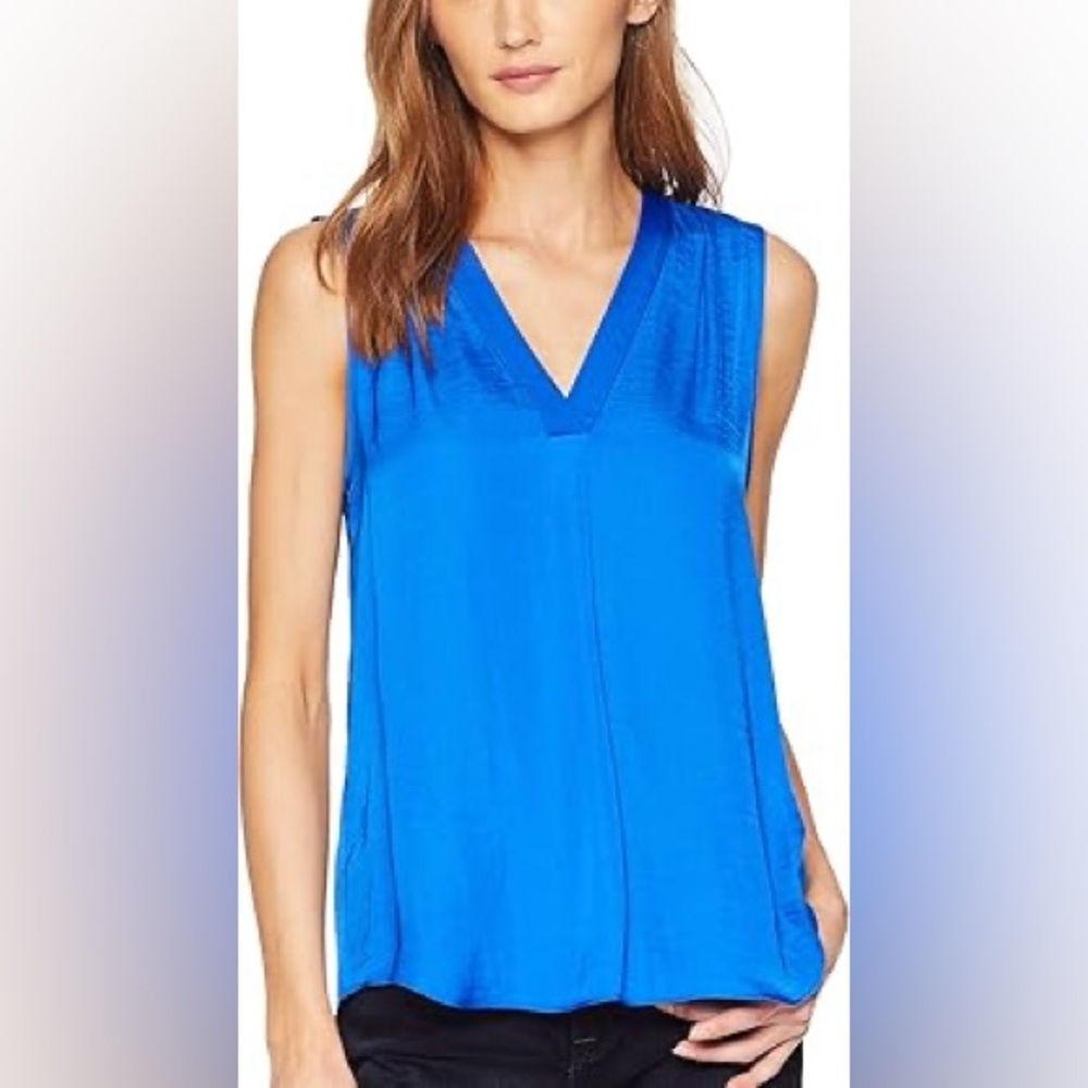 VINCE CAMUTO Womens Sleeveless V-Neck Rumple Blous